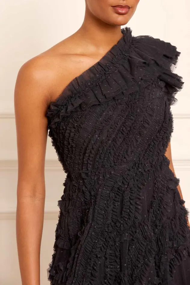 Aaliyah OneShoulder Ballerina Dress Black Women Needle and Thread Dresses