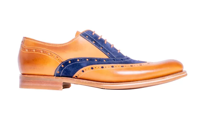 Abingdon 8211 Cedar CalfNavy Suede Men Barker Shoes Mens Brogues
