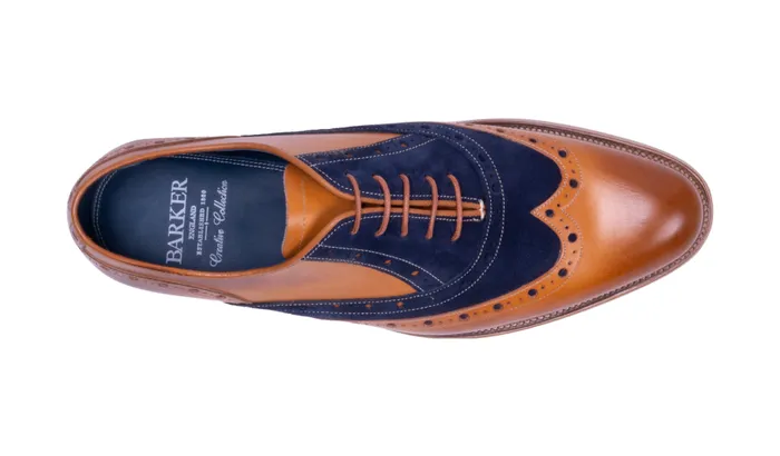 Abingdon 8211 Cedar CalfNavy Suede Men Barker Shoes Mens Brogues