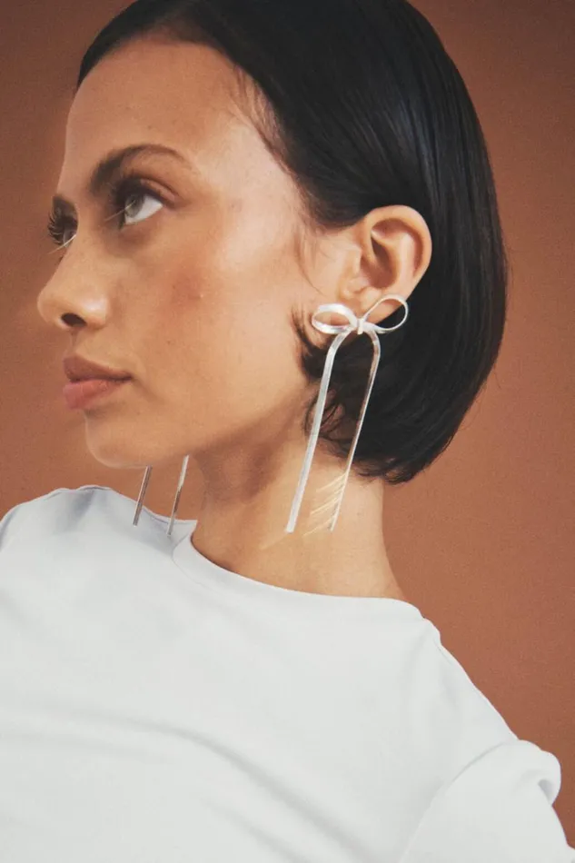 Accessories Supr Accessories Bow Earrings Silver