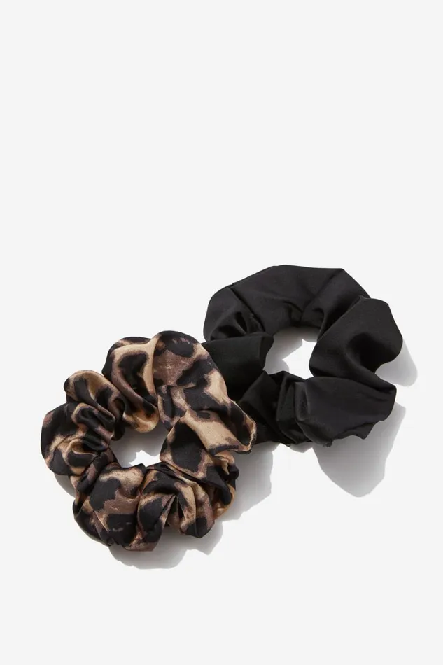 Accessories Supr Accessories Fifi Scrunchie 2 Pack Leopardblack