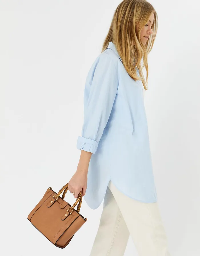 Accessorize Bamboo Mini Handheld Bag Tan Tan Women Top Handle Bags