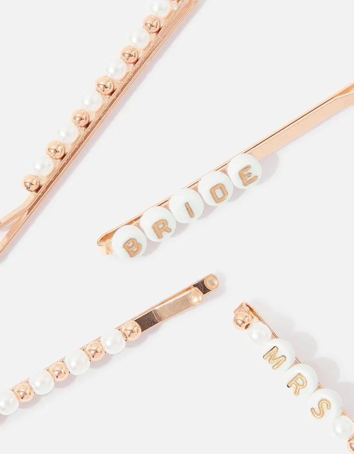 Accessorize Beaded Bride And Mrs Hair Slide Set Women Hair Accessories