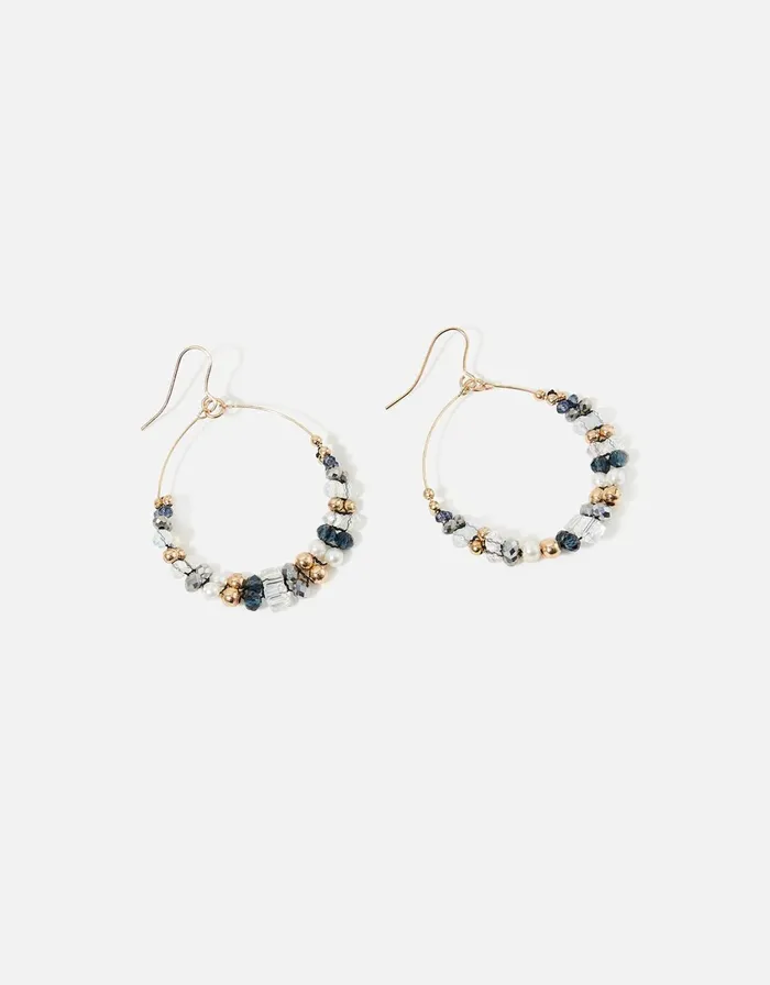Accessorize Blue Harvest Beaded Hoops Women Earrings