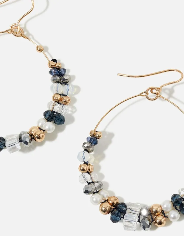 Accessorize Blue Harvest Beaded Hoops Women Earrings