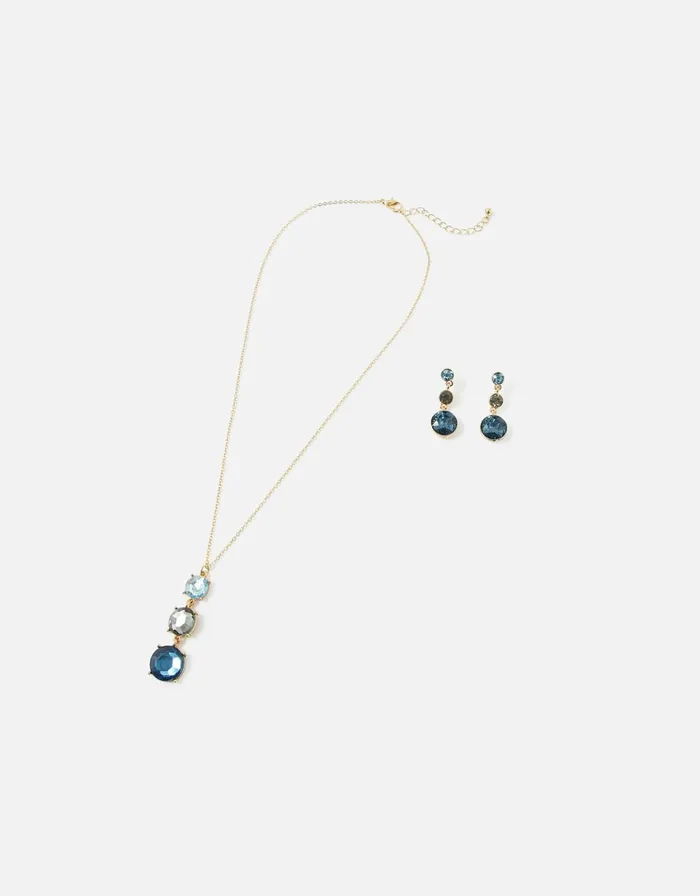 Accessorize Blue Harvest Drop Earrings And Pendant Necklace Women Necklaces