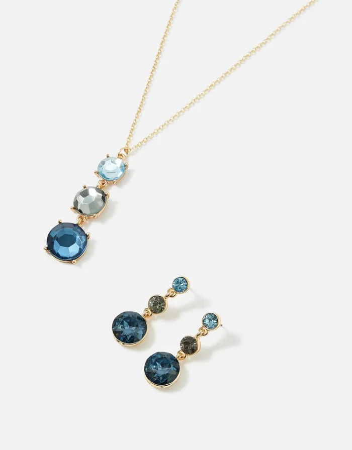 Accessorize Blue Harvest Drop Earrings And Pendant Necklace Women Necklaces