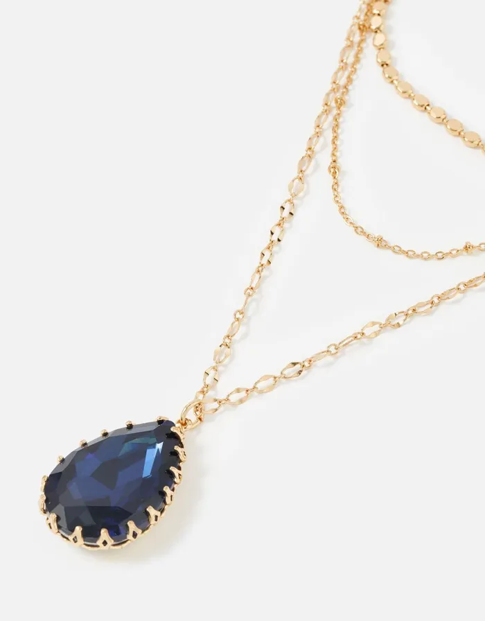 Accessorize Blue Harvest Layered Gem Necklace Women Necklaces