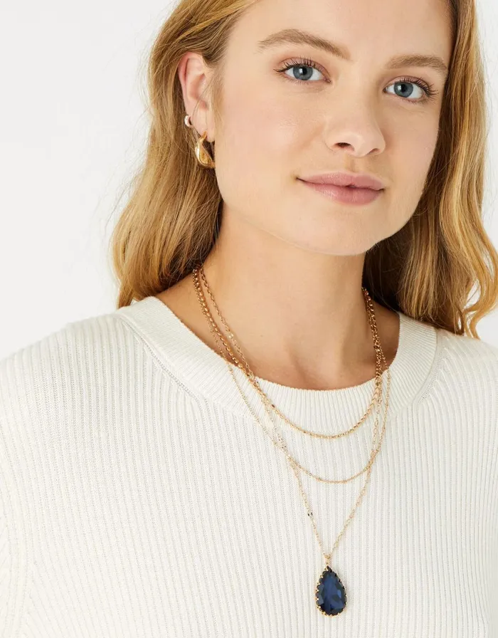 Accessorize Blue Harvest Layered Gem Necklace Women Necklaces