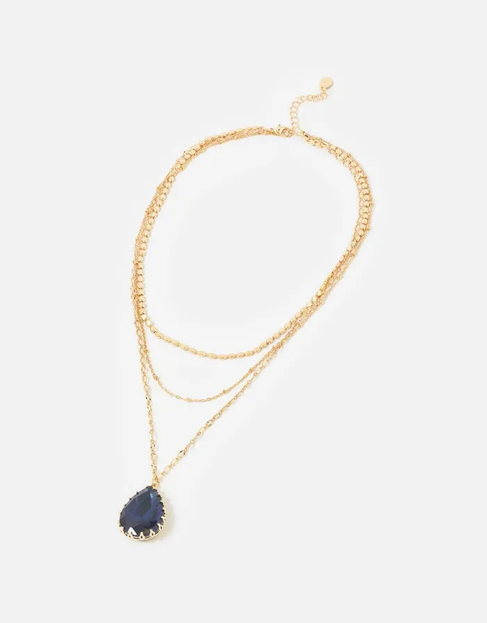 Accessorize Blue Harvest Layered Gem Necklace Women Necklaces