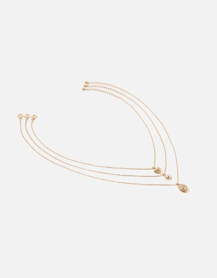 Accessorize Blue Harvest Pearl Heart Necklace Set Women Necklaces