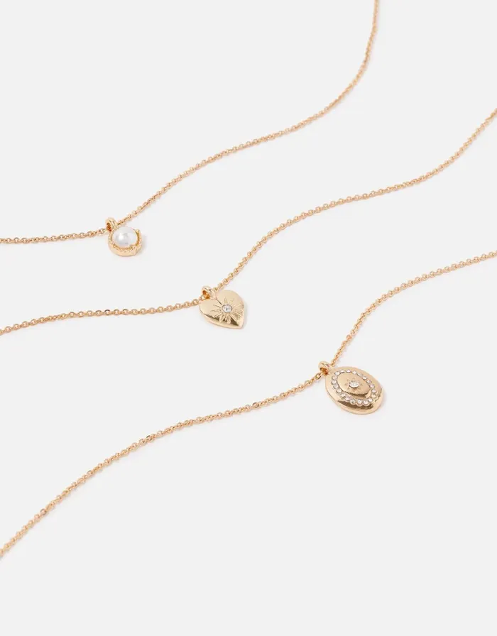 Accessorize Blue Harvest Pearl Heart Necklace Set Women Necklaces