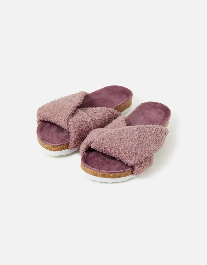 Accessorize Borg Twist Footbed Slippers Mink Mink Women Slippers