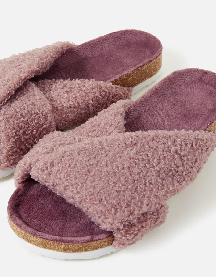 Accessorize Borg Twist Footbed Slippers Mink Mink Women Slippers