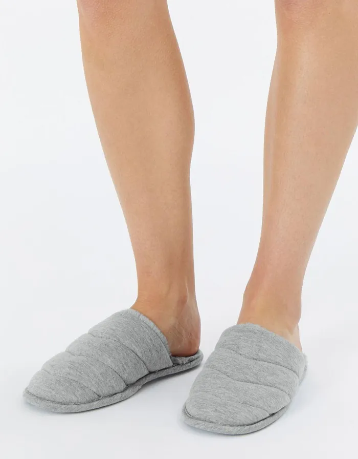 Accessorize Chevron Quilted Slippers Grey Grey Women Slippers