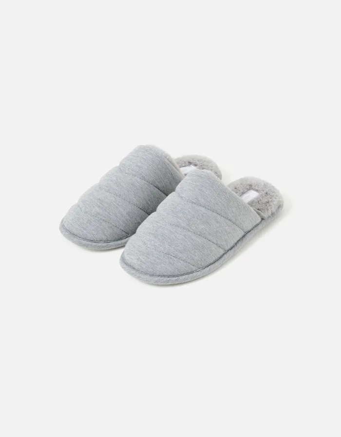 Accessorize Chevron Quilted Slippers Grey Grey Women Slippers