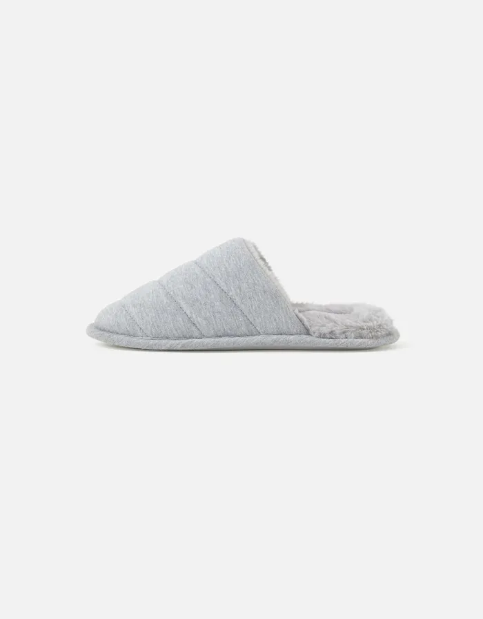 Accessorize Chevron Quilted Slippers Grey Grey Women Slippers