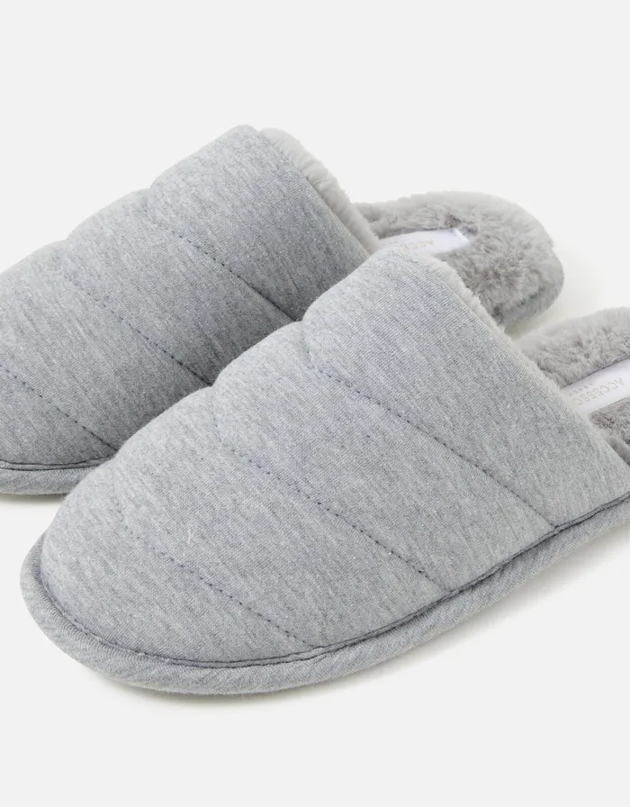 Accessorize Chevron Quilted Slippers Grey Grey Women Slippers