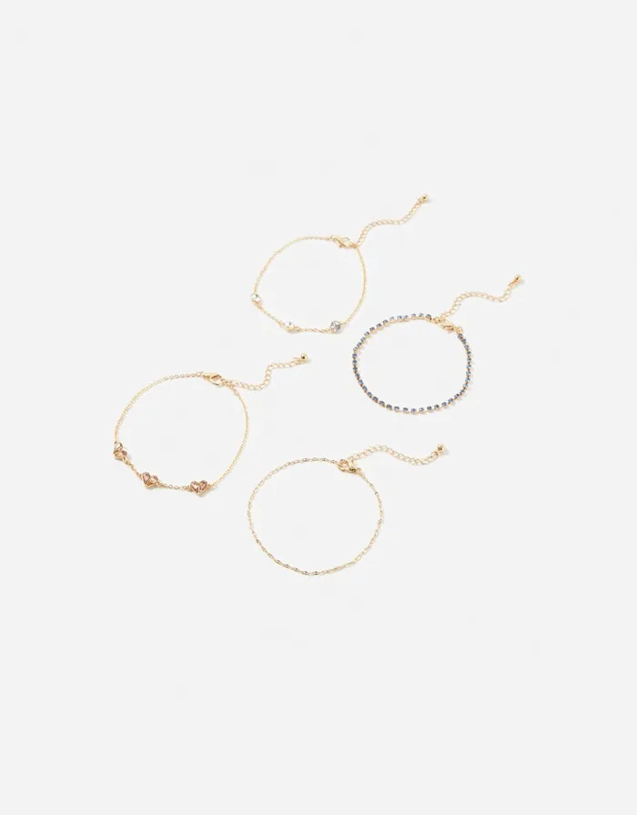 Accessorize Crystal Hearts Bracelet Multipack Women Bracelets