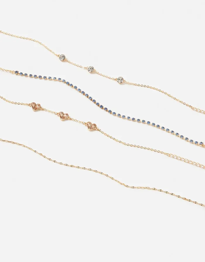 Accessorize Crystal Hearts Bracelet Multipack Women Bracelets