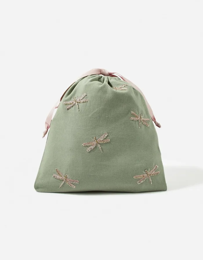 Accessorize Dragonfly Embroidered Drawstring Bag Women Travel Bags