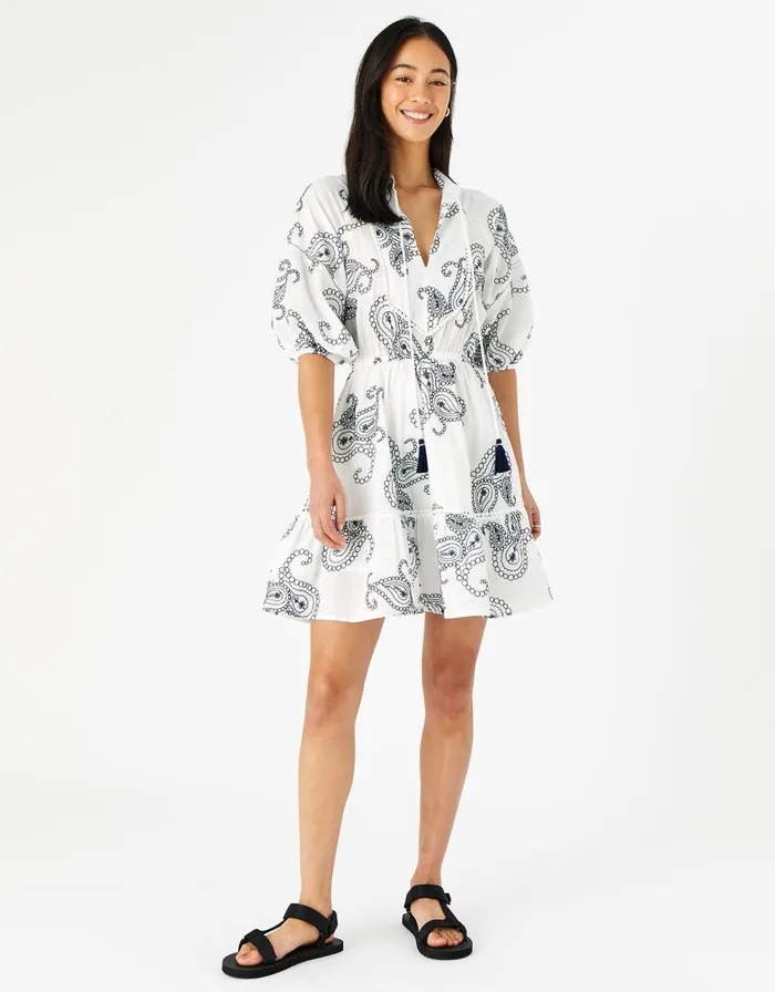 Accessorize Embroidered Tassel Tie Dress Blue Navy Women Dresses