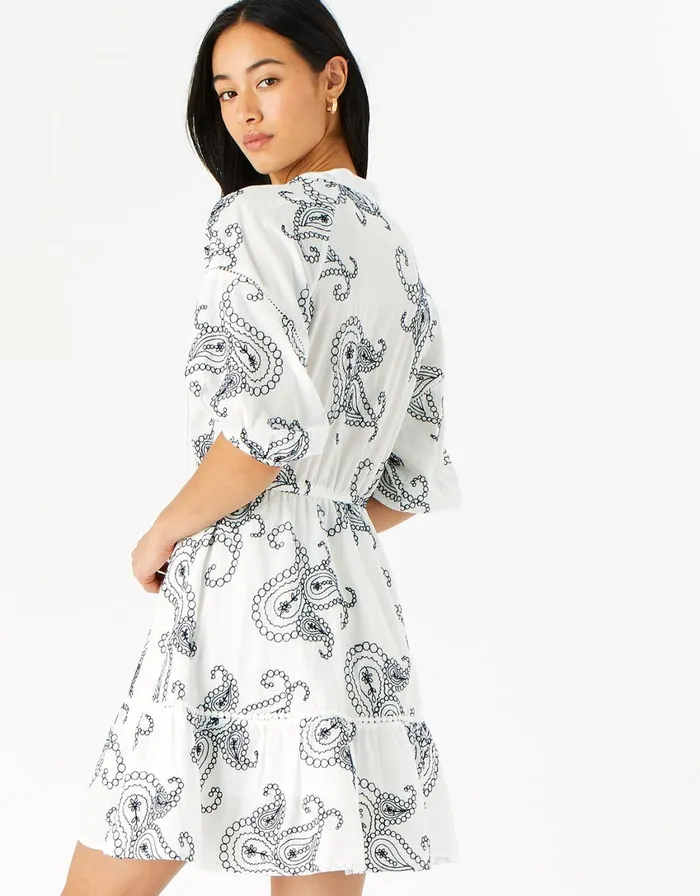 Accessorize Embroidered Tassel Tie Dress Blue Navy Women Dresses
