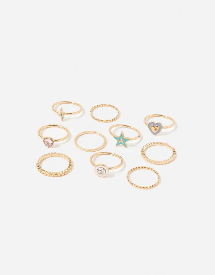 Accessorize Enamel Ring Multiset Multi Pastelmulti Women Rings