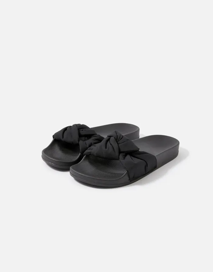 Accessorize Eva Black Knot Sliders Black Black Women Sandals and Flip Flops