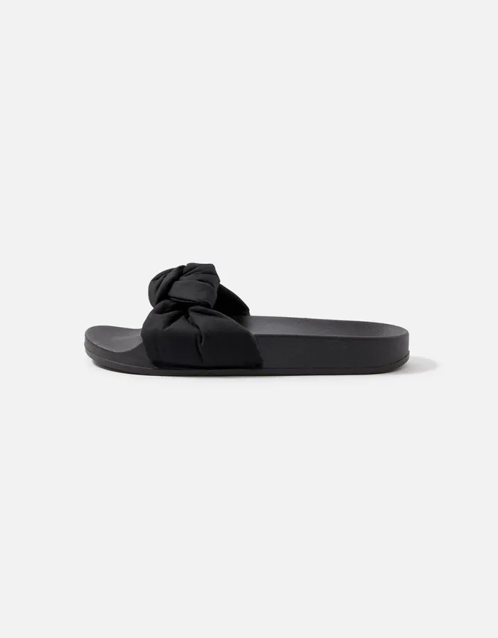 Accessorize Eva Black Knot Sliders Black Black Women Sandals and Flip Flops