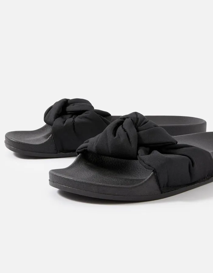 Accessorize Eva Black Knot Sliders Black Black Women Sandals and Flip Flops