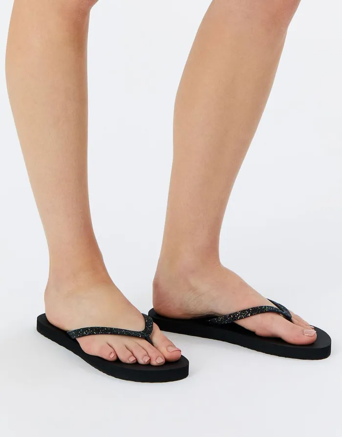 Accessorize Eva Glitter Flip Flops Black Black Women Sandals and Flip Flops