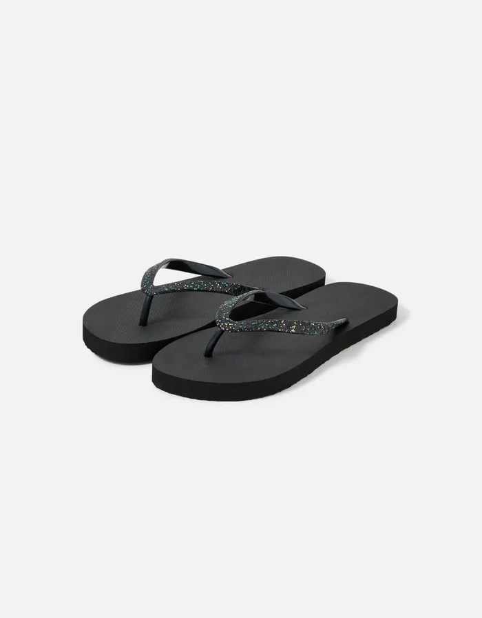Accessorize Eva Glitter Flip Flops Black Black Women Sandals and Flip Flops