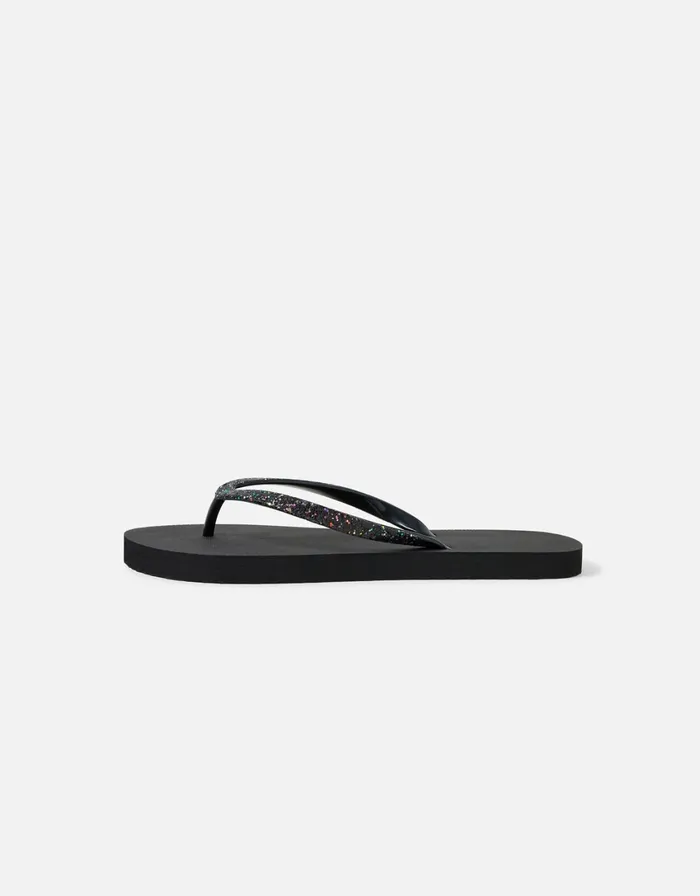 Accessorize Eva Glitter Flip Flops Black Black Women Sandals and Flip Flops