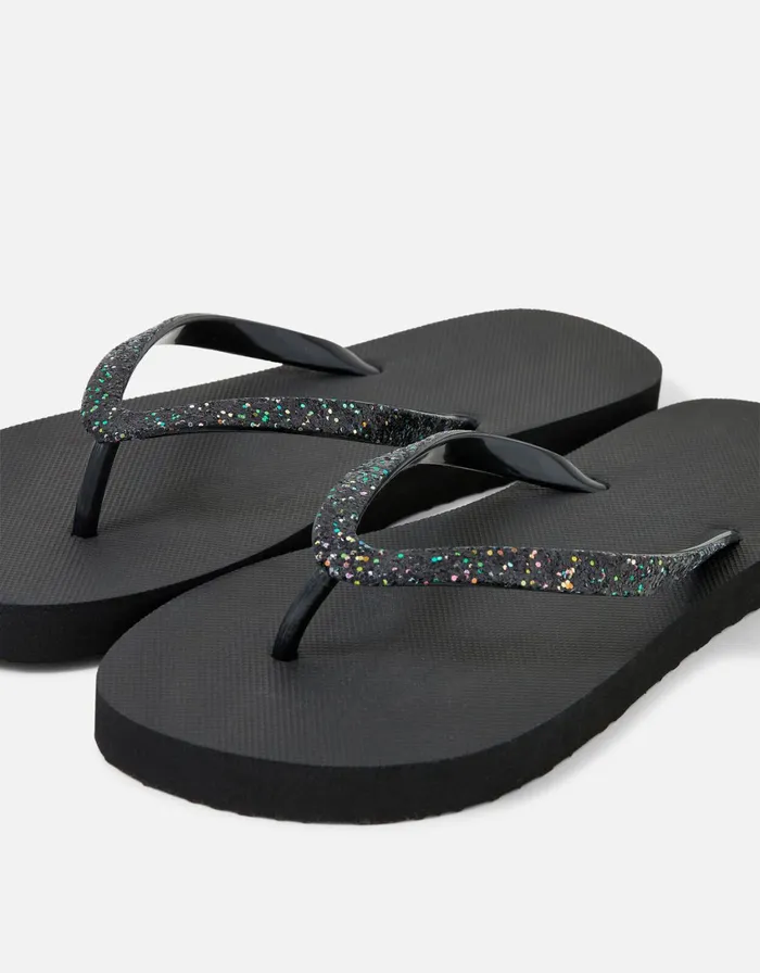 Accessorize Eva Glitter Flip Flops Black Black Women Sandals and Flip Flops
