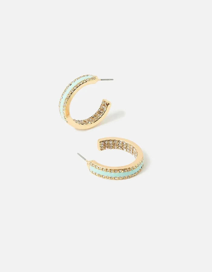 Accessorize Eye Candy Enamel Pave Hoop Earrings Women Earrings