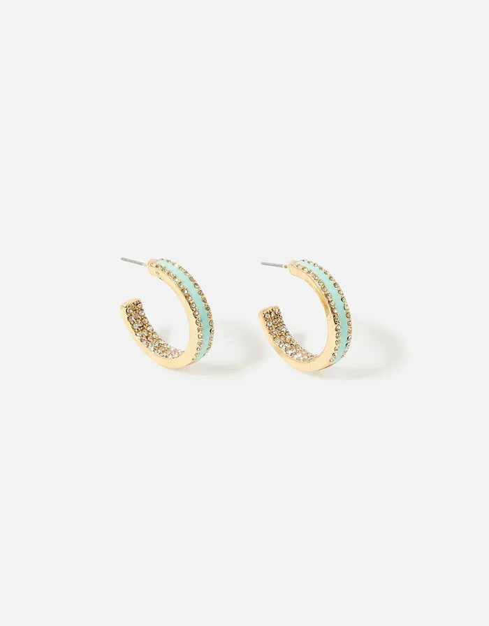 Accessorize Eye Candy Enamel Pave Hoop Earrings Women Earrings