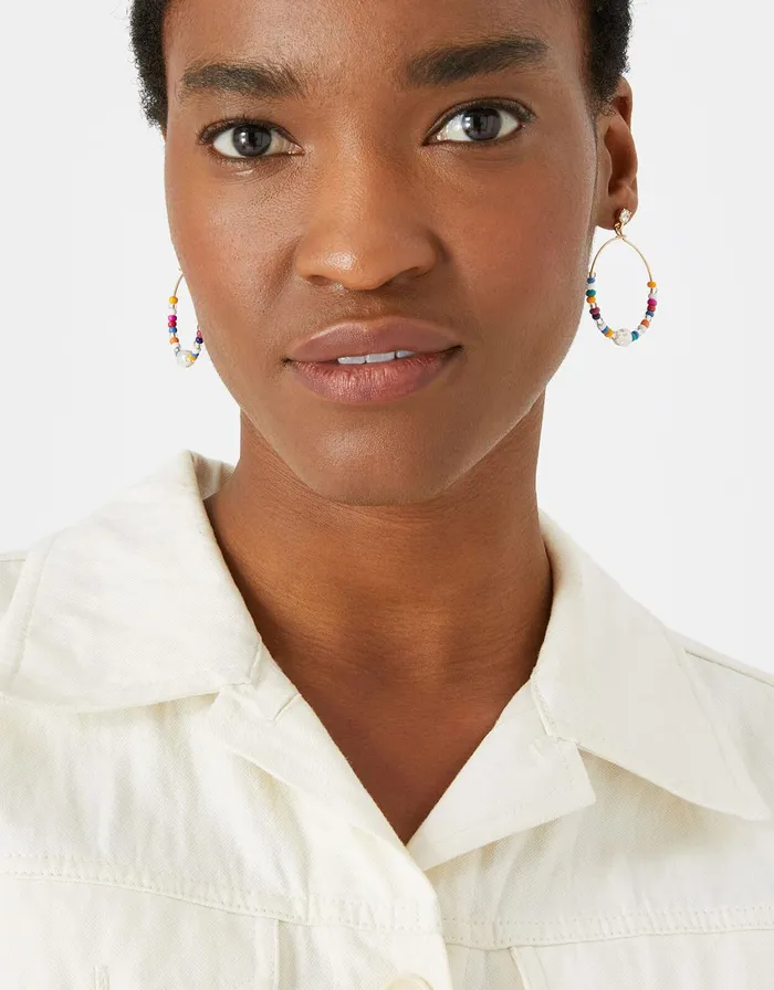 Accessorize Eye Candy Pearl Bright Hoop Women Earrings