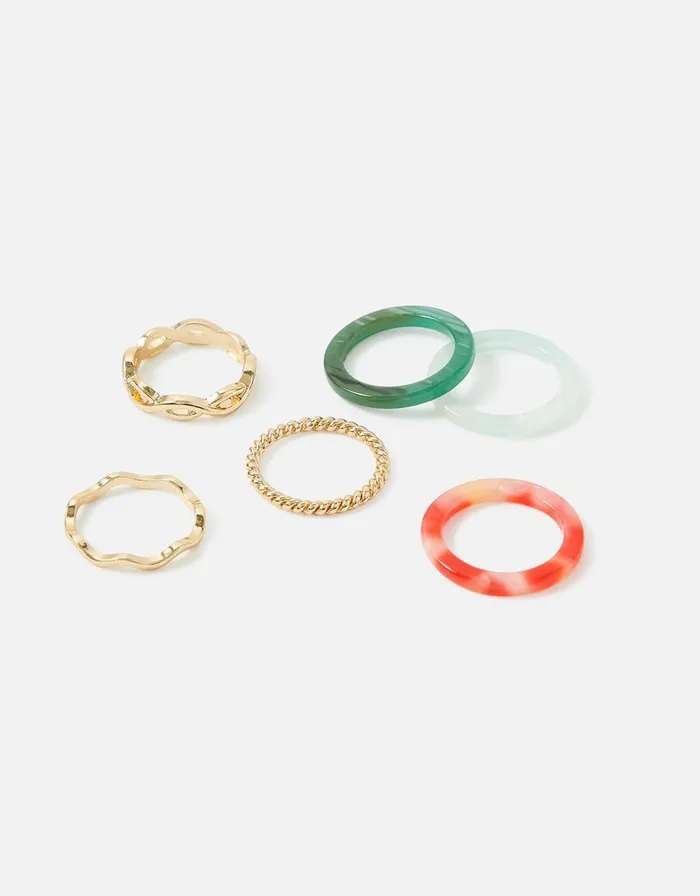 Accessorize Eye Candy Resin Ring Multipack Multi Brightsmulti Women Rings