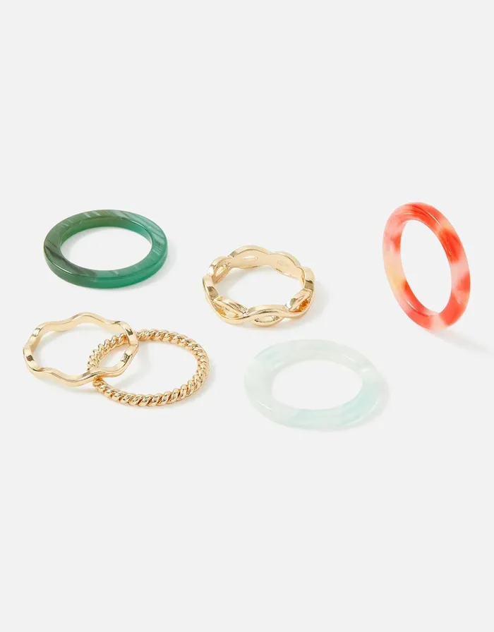 Accessorize Eye Candy Resin Ring Multipack Multi Brightsmulti Women Rings