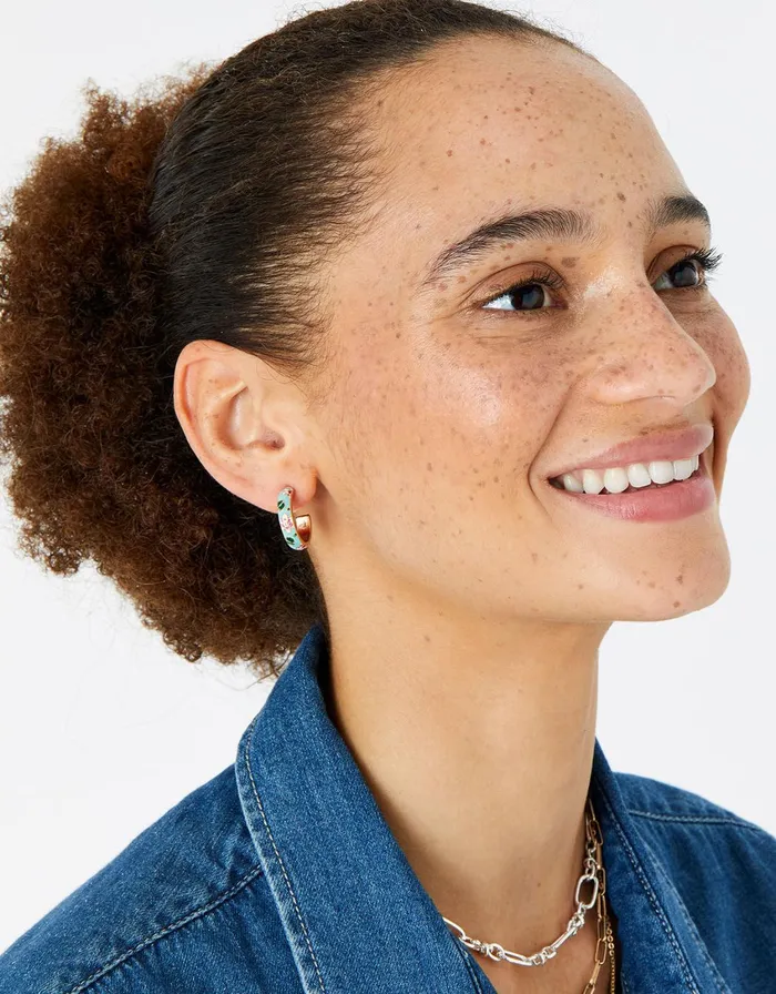Accessorize Floral Enamel Hoop Earrings Women Earrings