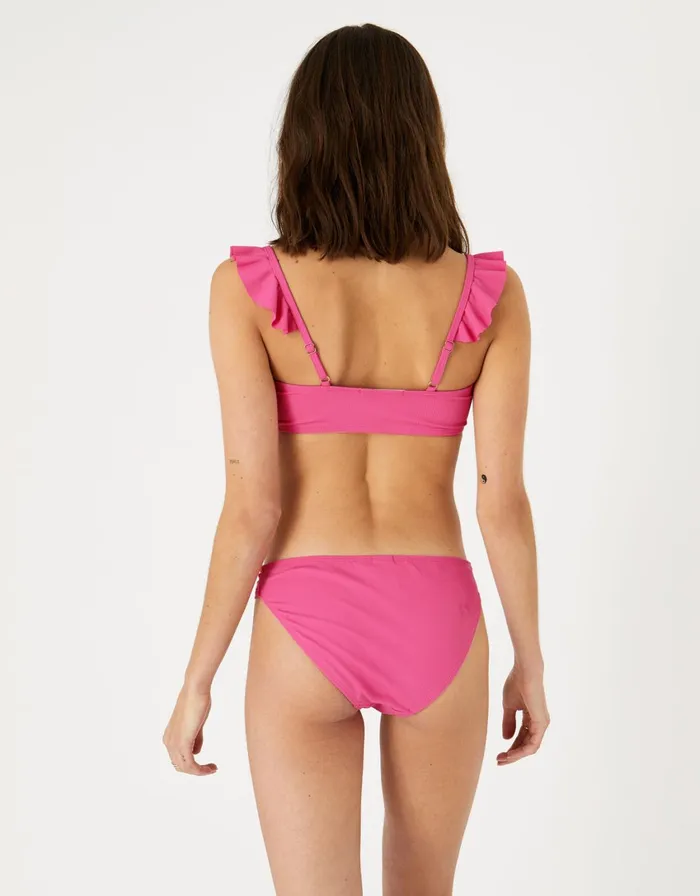 Accessorize Frill Shoulder Bandeau Bikini Top Pink Pink Women Bikinis