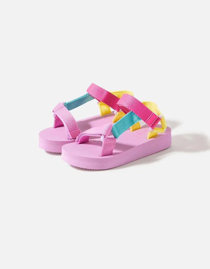 Accessorize Girls Colour Block Trekker Sandals Multi Brightsmulti Girls Shoes