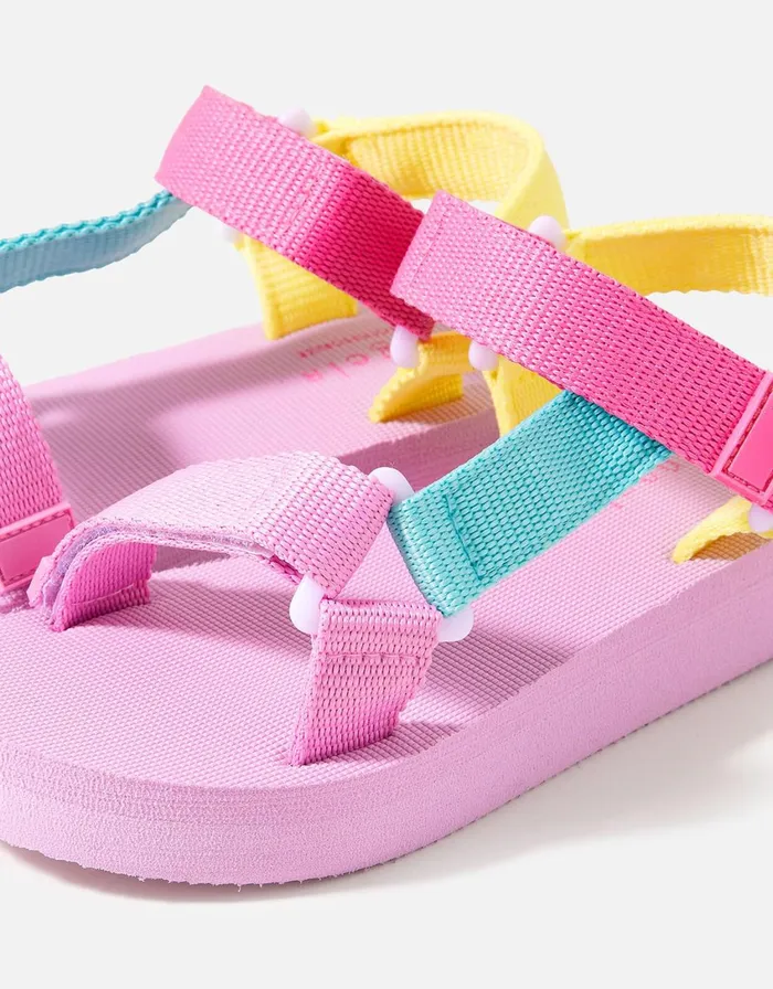 Accessorize Girls Colour Block Trekker Sandals Multi Brightsmulti Girls Shoes