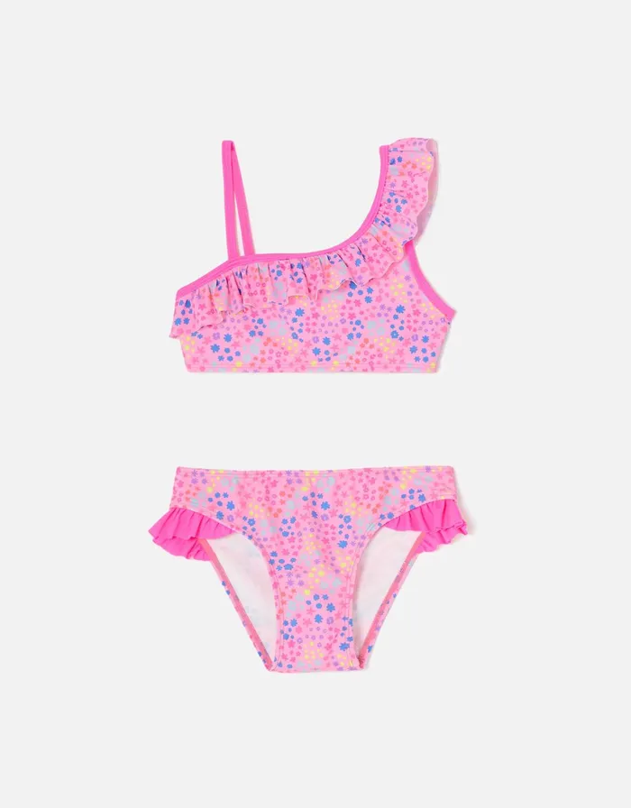 Accessorize Girls Ditsy Print Asymmetrical Bikini Multi Brightsmulti Girls Swimsuits And Swimming Costumes
