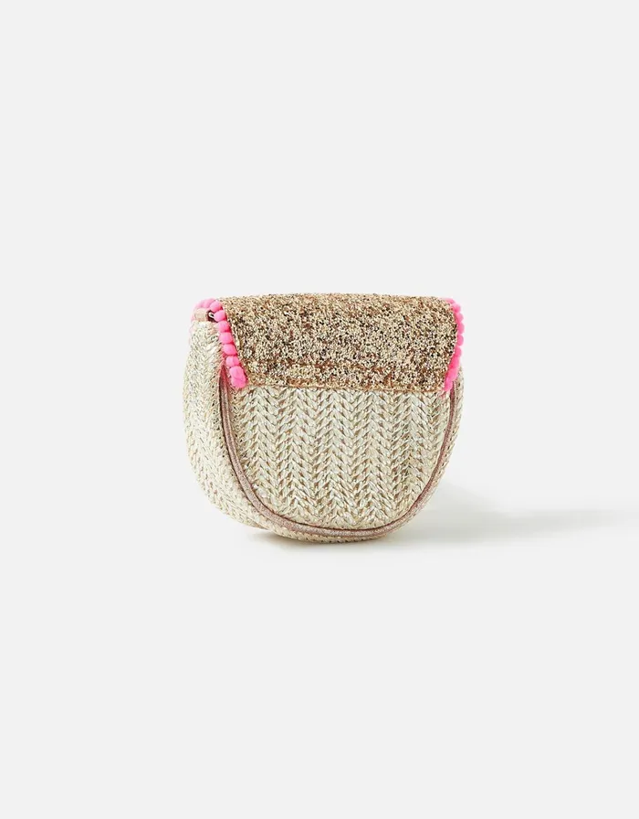 Accessorize Girls Glitter Straw CrossBody Bag Girls Bags