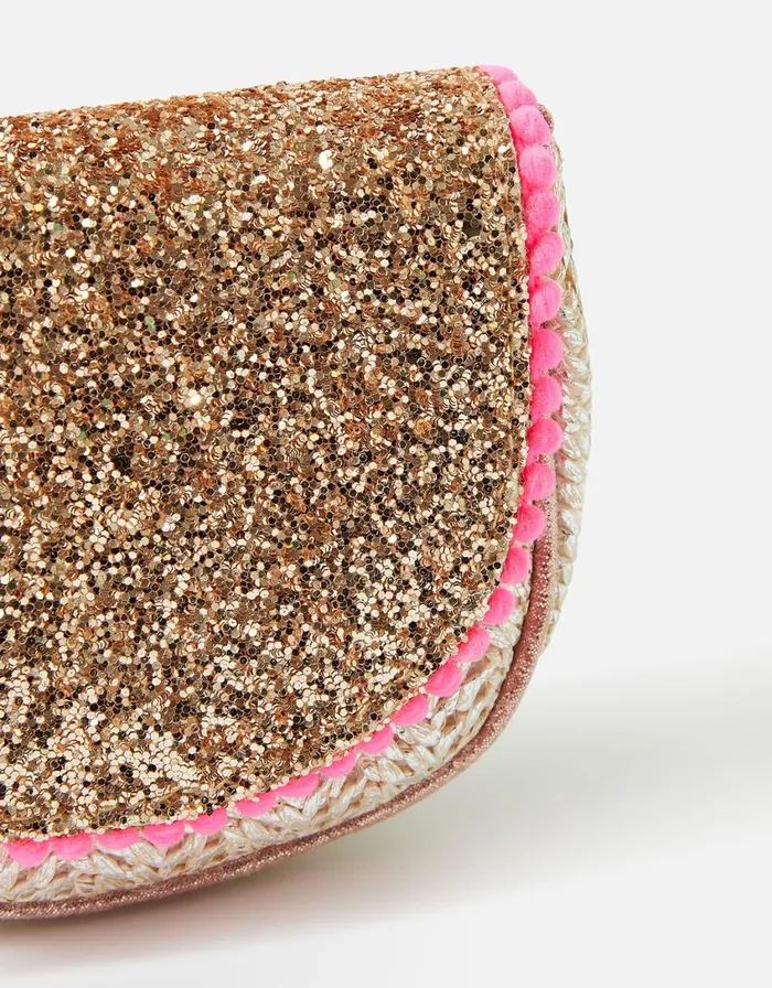 Accessorize Girls Glitter Straw CrossBody Bag Girls Bags
