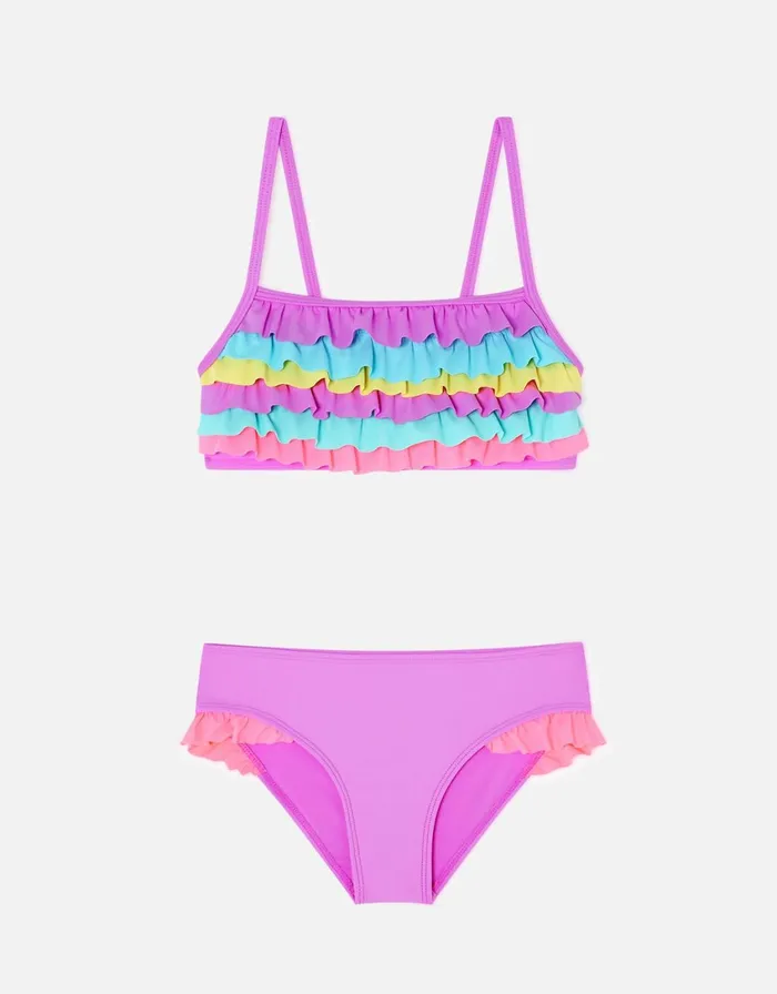 Accessorize Girls Rainbow Frill Bikini Set Multi Brightsmulti Girls Swimsuits And Swimming Costumes