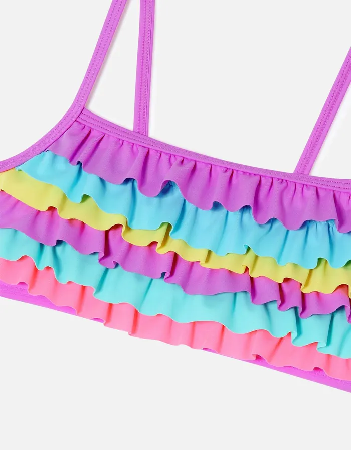 Accessorize Girls Rainbow Frill Bikini Set Multi Brightsmulti Girls Swimsuits And Swimming Costumes