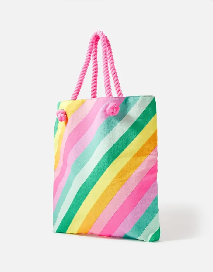 Accessorize Girls Rainbow Stripe Shopper Bag Girls Bags